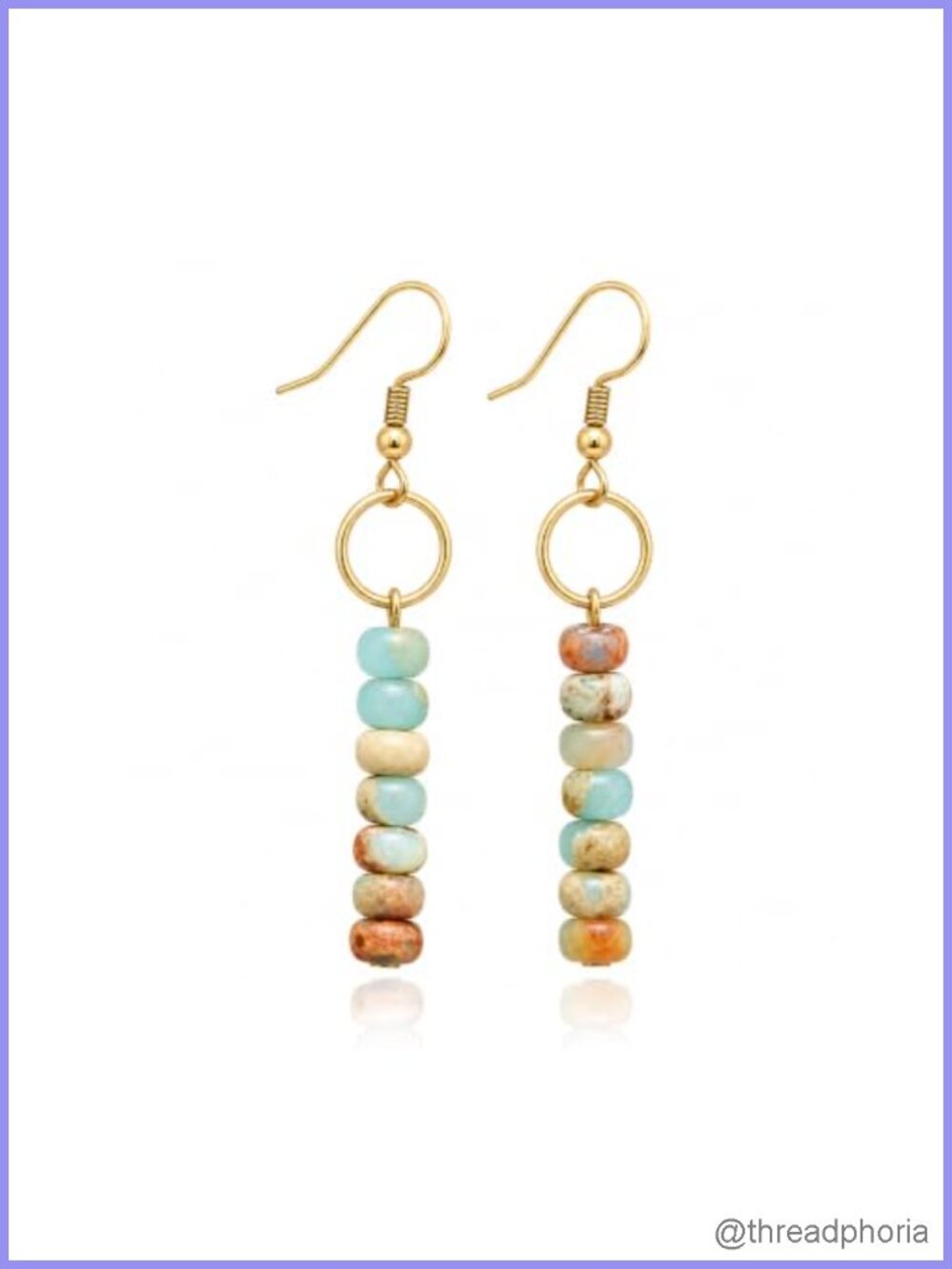 Handmade Boho Gold Dangle Earrings with Colorful Bead Drops